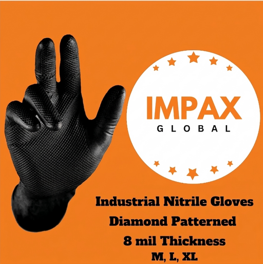 IMPAX GLOBAL Black Diamond Patterned Nitrile Gloves